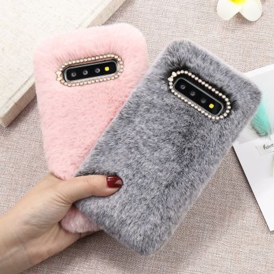 Faux Fur Shockproof Phone Case for Samsung Galaxy S21 S20 Ultra 5G S9 Plus S10 S8 Luxury Diamond Warm Furry Soft Silicone Cover