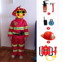 Fireman Outfits Firefighter with Toys Set Kids Boys Gift Cosplay Costume Halloween Role Play Sam Work Wear Uniform Water