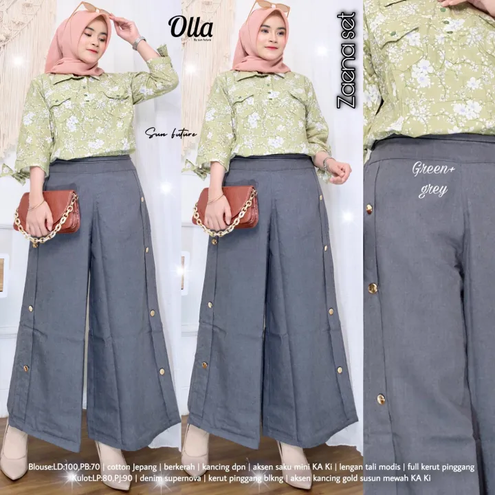 FKS Setelan Muslimah Blouse Celana Busui Zaena Set LD 100 / Setelan ...