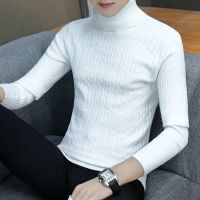 New fashion nd Slim Mens Knit Lapel Long Sleeve Turtleneck Solid Color Regular Sweater for Men Winter High Neck