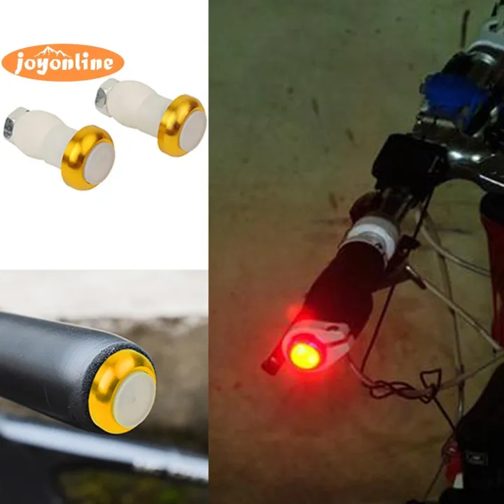 1 Pair Bicycle Handlebar Light LED Bar End Plugs Safety Warning Signal