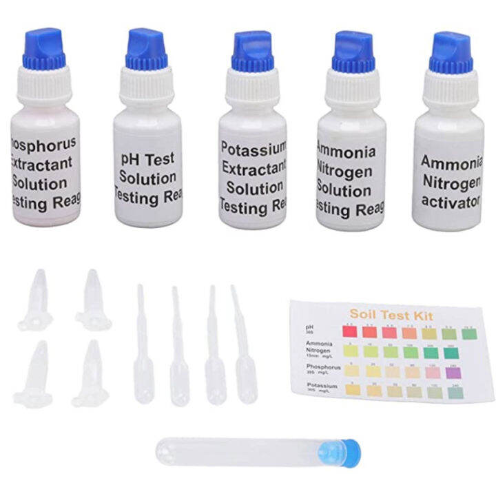 Soil PH Test Solution Phosphorus Soil Test, 5 Bottles Liquid Solution PH Nitrogen Phosphorus