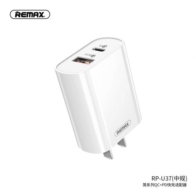 remax-rp-u37-หัวชาร์จไว-quick-charger-3-0-pd-หัวชาร์จ-หัวชาร์ทremax-หัวชาร์ทบ้าน
