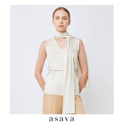 [asava aw22] Josephine blouse เสื้อผู้หญิง แขนกุด คอผูก
