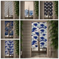 【HOT】℡ Door Curtain Kanagawa Ukiyo-e Printed Doorway Room Partition Drape Entrance Hanging Half-Curtains