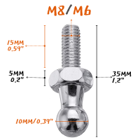 จำนวน (4) 10มิลลิเมตร M6 M8บอลสตั๊ดสายฟ้าสกรูสแตนเลสก๊าซฤดูใบไม้ผลิยกสนับสนุนป๋อบอลร่วมกระทู้สิ้นสุดวันที่เหมาะสมสากล