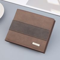 Mens Wallet Short Wallet Retro Zipper Bag Horizontal Style Casual Frosted Multi-card Small Money Clip