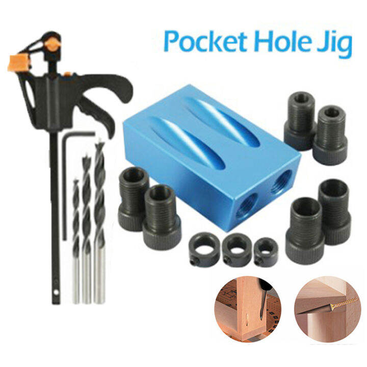 Pocket Hole Jig Kit, Pocket Hole Drill Guide Jig Set For 15 Angled Holes,  For Woodworking Angle Dr