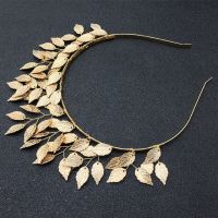 Hand woven Hairband Leaf Pearl Headbands For Women Bride Crown Tiara Wedding Hair Accessory