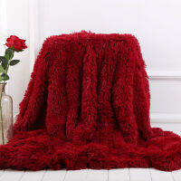 New Arrival Wine Red Bedding Sheet Bed Sofa Throw Blanket Long Shaggy Super Soft Warm Christmas Gift 130*160cm 160*200cm