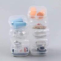 10pcs lot Portable Transparent Flip Jewelry Box Square Plastic Small Storage Box