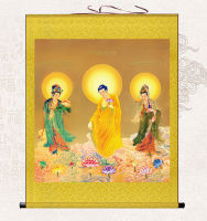 Original Product Western สามรูปปั้นศักดิ์สิทธิ์ภาพวาดแขวน Amitabha สร้อยคอพระแม่มารักษารุรุปพุทธศาสนาบ้านเลื่อนการวาดภาพอ้างอิงของพระโพธิสัตว์ที่จะเป็นพระทิเบต