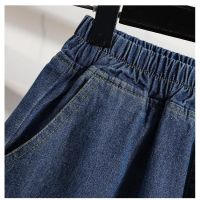 【มีไซส์ใหญ่】Plus Size XL-5XL Womens Denim Shorts Elastic Waist Solid Color Summer ShortsTH