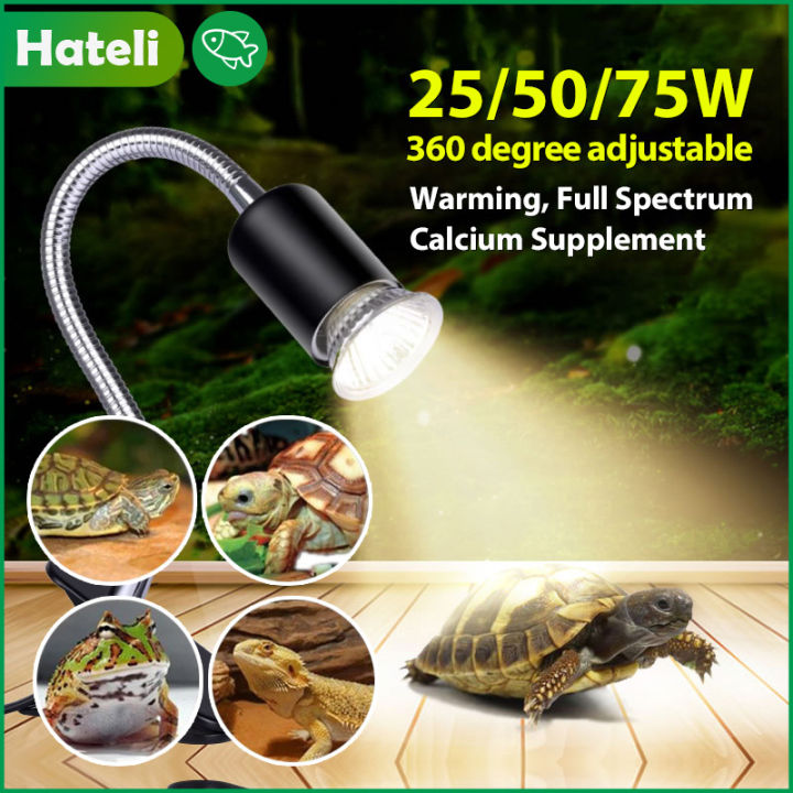 HATELI Pet Reptile Lamp Clip on Bulb Lamp Holder Turtle Basking UV ...