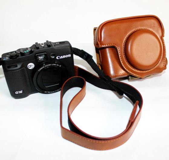 กระเป๋ากล้องหนังวินเทจย้อนยุคสำหรับ-canon-powershot-g15-g16กระเป๋ากล้องหนัง-pu-สีน้ำตาลดำ