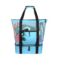 Outdoor Camping Beach Mesh Tote Bag With Detachable Cooler BagHeat Preservation Large Picnic Beach Bags Tote Office Lunch Snacks