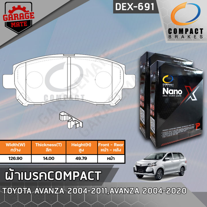 compact-ผ้าเบรคหน้า-toyota-avanza-04-11-1-5-s-g-e-12-18-1-5-s-touring-14-8-1-5-e-g-a-t-19-รหัส-691