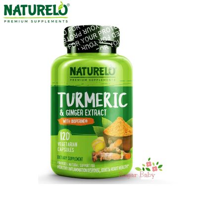 NATURELO Turmeric & Ginger Extract with Bioperine® 120 Vegetarian Capsules ขมิ้นชันและขิง 120 เวจจี้แคปซูล