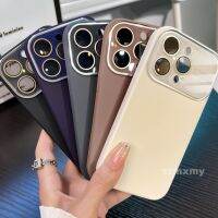 ซิลิโคนที่เป็นกลางหน้าต่างขนาดใหญ่สีกาแฟเคสโทรศัพท์ Iphone 15 14 13 12 Pro Max พร้อมฝาหลังโลโก้ป้องกันเลนส์กระจก