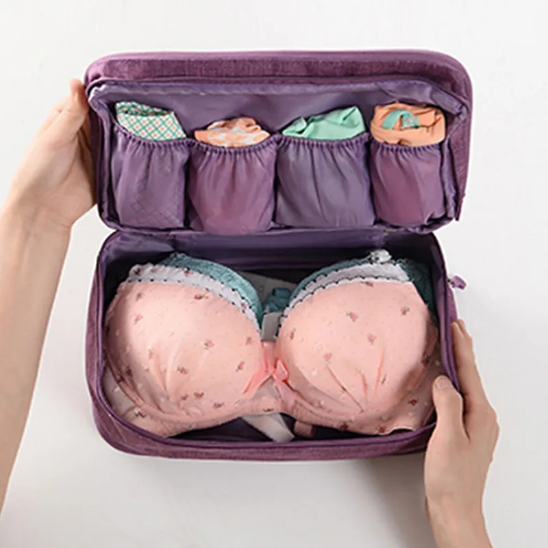 Multiple Compartment Travel Underwear Organizer Portable Waterproof  Cationic Travel Underwear Bag Large Capacity Multi-Function Travel  Underwear Bra Storage Bag