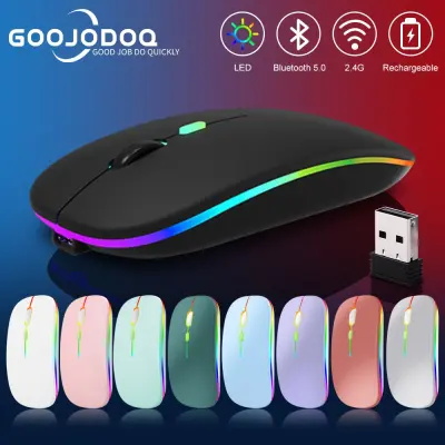 โปรโมชั่น Flash Sale : GOOJODOQ RGB LED บลูทูธไร้สายเมาส์ชาร์จ Luminous 2.4G USB แท็บเล็ตโทรศัพท์คอมพิวเตอร์เมาส์ไร้สายแบบพกพา Mouse