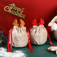 【CW】 Sac à bonbons de noël avec ficelle 3 pièces biscuits en velours sac d  39;emballage cadeau pour collation fournitures décoration fête d  39;halloween