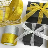 【hot】！ (25yards/lot) Metallic Glitter Gold and Gitf Bow High-grade Wholesale