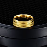 nd new fashion stainless steel plating gold frosting ring,simple style mens titanium steel ring.