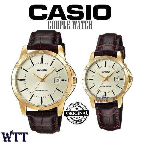 Casio couple watch leather new arrivals