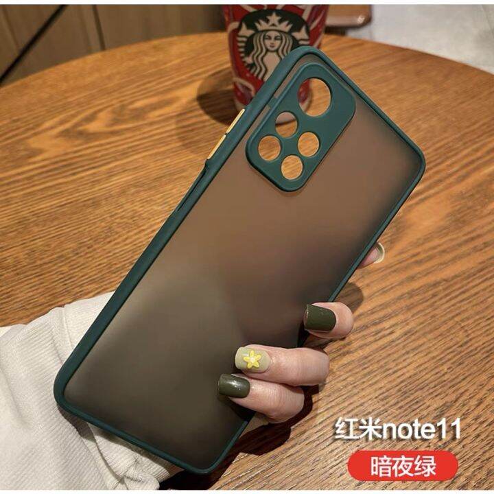 ส่งจากไทย-case-xiaomi-redmi-note11-4g-เคสกันกระแทก-เคสปุ่มสีผิวด้าน-กันรอยกล้อง-ขอบนิ่มหลังแข็ง-เคสเสี่ยวมี่เรดมีnote11