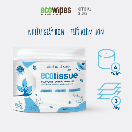 Giấy vệ sinh cao cấp 3 lớp ecotissue - lốc 6 cuộn - ảnh sản phẩm 1