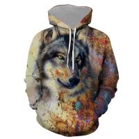 Sudadera con capucha de lobo para hombres y mujeres, sudadera esencial de Hip-hop, ropa de calle informal Harajuku, ropa 3D para hombres, primavera y otoño, nueva