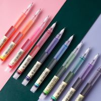 12 Colors Straight Liquid Gel Pen Quick-Drying Large-capacity Colorful Gel Needle Rollerball Pens School Office Stationery 0.5mm Highlighters Markers