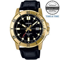 Time&amp;Time CASIO Standard นาฬิกาข้อมือผู้ชาย สีดำ/ทอง สายหนัง รุ่น MTP-VD01GL-1EVUDF (ประกัน CMG)