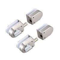 2X Stainless Steel Glass Door Latches Lock/Bolt 138A  Without Drilling For Double Glass Door  Frameless Glass Door Door Hardware Locks Metal film resi