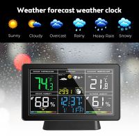 Wireless Weather Station with Touch Screen Wall Clock Temperature Humidity Meter Table Desk Clocks with Outdoor Sensor 12/24h