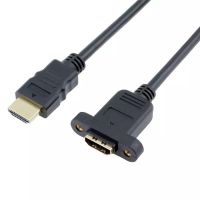 Ekstensi kabel kompatibel HDMI 1FT pria ke wanita dengan dudukan Panel sekrup 0.3M 0.5M HDTV