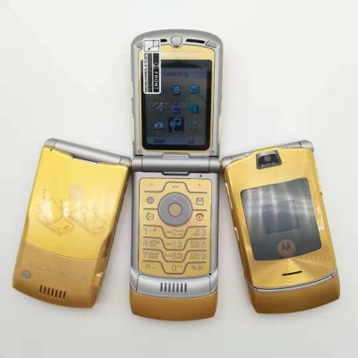 Motorola โทรศัพท์มือถือ GSM แบบฝาพับ V3,โทรศัพท์มือถือสี่สายความถี่รับประกันหนึ่งปีของแท้100%