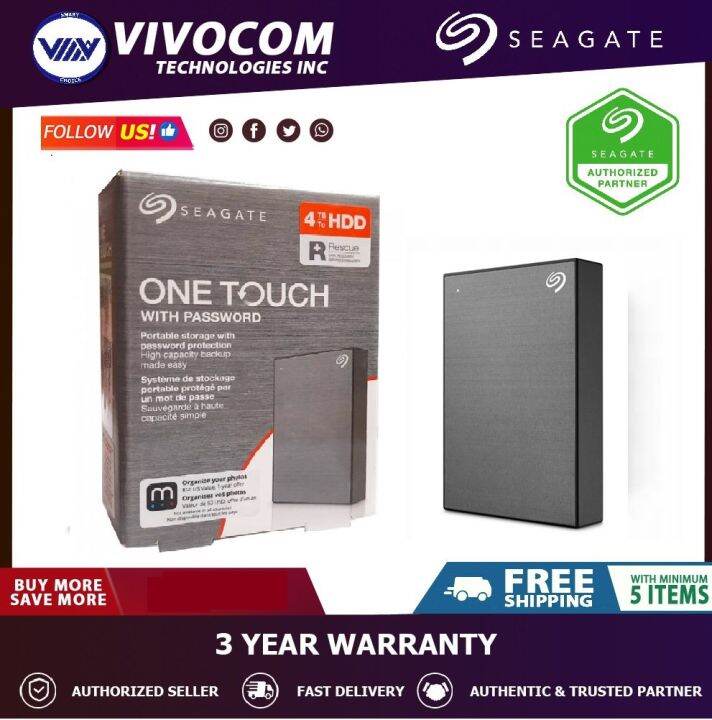 Seagate One Touch 4TB (Space Gray) Portable Hard Drive (STKZ4000404 ...