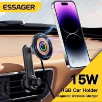 Essager ที่ชาร์จไร้สายสำหรับใช้ในรถยึดที่ใส่โทรศัพท์ QI 15W สำหรับ iPhone 14 13 12 Pro Max ที่ชาร์จโทรศัพท์แบบไร้สายอย่างรวดเร็ว