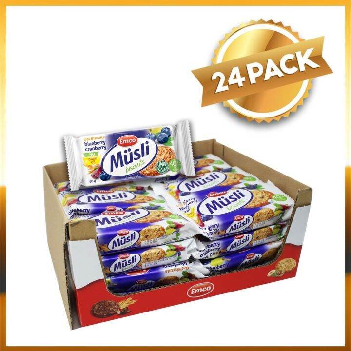 Emco Musli Oat Biscuits Blueberry Cranberry 60g (24 packs) Lazada PH