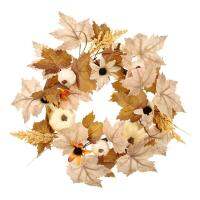 Artificial Maple Leaf Wreath Maple Leaf Artificial Wreaths for Fall Autumn Decoration Artificial Fall Wreath Pine Cone Maple Leaves for Autumn Fall Thanksgiving Harvest approving