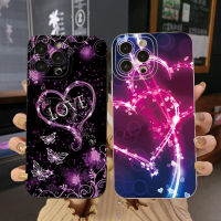 สำหรับ Realme C21 C33 C30 C35 C11ขอบสี่เหลี่ยม C12 2021 C15 C21Y C25Y C25S Realme5 5i 6i 9i 8 Pro ที่ใส่รูปหัวใจน่ารักเคสป้องกันเลนแบบเต็ม