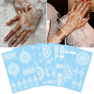 【YF】 White Lace Jewelry Temporary Tattoo Sticker Waterproof Indian Henna Body Art  Bride Wedding Flower