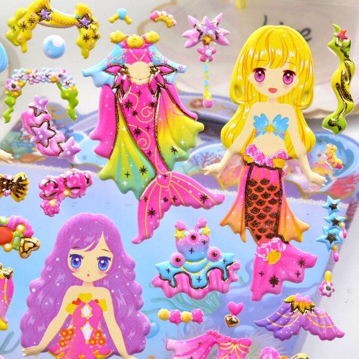 cod-stickers-girl-mermaid-princess-dress-up-children-three-dimensional-baby-fun-kindergarten