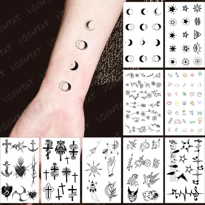 Buy Black Crescent Moon Sparkling Stars Temporary Tattoo Small Online in  India  Etsy