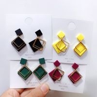 [COD] European and multi-layer geometric rhombus earrings trendy net red all-match slim temperament female new