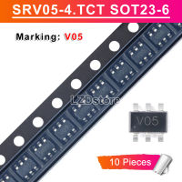 10ชิ้น SRV05-4.TCT SOT-23 SRV05-4 SOT23-6เครื่องหมาย V05 SOT-23-6 5โวลต์4สายความจุต่ำทีวีไดโอดชิปใหม่เดิม