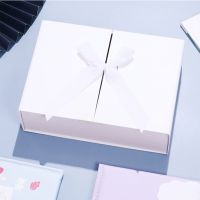 Cardboard White Black Paper Gifts Boxs With Ribbon Wedding Favors Guests Box Birthday Gifts Packaging Boxs Decoration Supplies Pipe Fittings Accessori