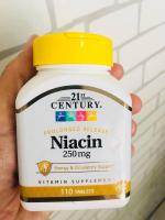 ไนอะซิน วิตามินบี 3 Niacin 250mg Plus Calcium 125mg 110 Tablets (21st Century®) ชนิด Prolonged Release B3 B-3